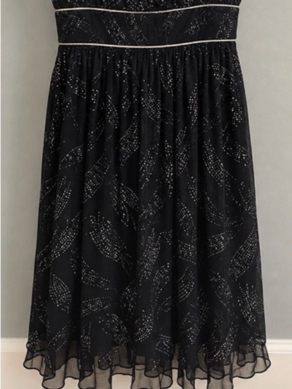 City Studio Black Sparkle Midi Dress with Contrasting Waist Piping